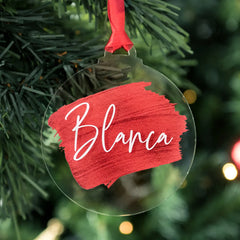 Personalized Brushstroke Name Ornament | Modern Acrylic Christmas Decor