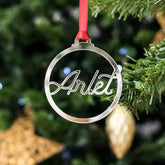 Personalized Mirror Name Ornament | Custom Script Christmas Bauble