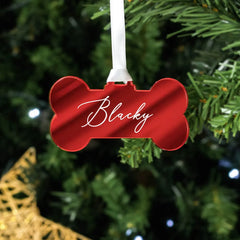 Personalized Dog Bone Ornament | Mirrored Acrylic with Custom Name