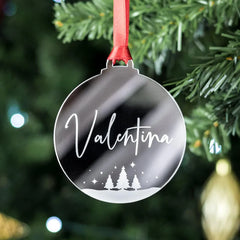 Personalized Mirrored Christmas Ornament | Custom Name & Scene