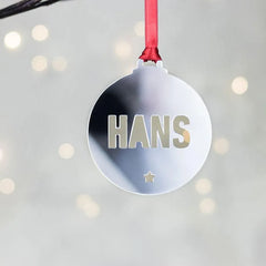 Personalized Mirror Name Ornament | Custom Cut-Out Bauble