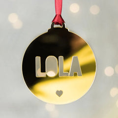 Personalized Mirror Name Ornament | Custom Cut-Out Bauble
